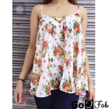 Megan Sleeveless Sexy Floral Tops