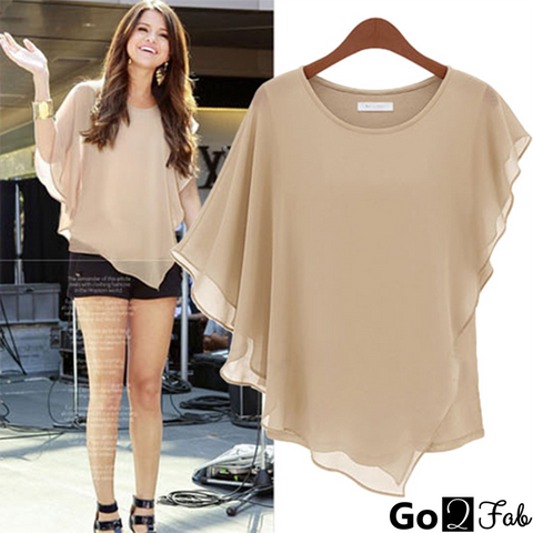 Selena Gomez Chiffon with Ruffles Tops