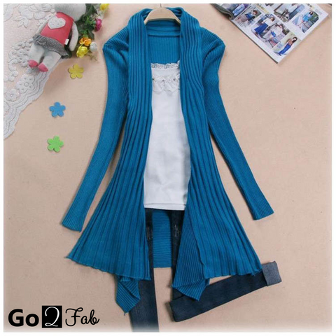 Kathrine Korean Asymmetric Long Cardigan Sweater