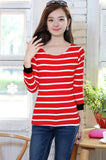 Isabel Korean Stripes Long Sleeve Tops