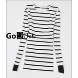 Isabel Korean Stripes Long Sleeve Tops